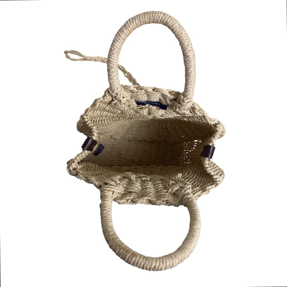 Buji Baja by Hat Attack Mini Cooper Round Straw Bag Natural (Missing Strap) - Picture 11 of 12